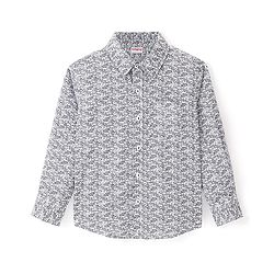 Babyhug Woven Party Wear Full Sleeves Shirt With Bow Floral Print - Blue