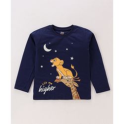 Babyhug Disney 100% Cotton Knit Single Jersey Half Sleeve Night Suit with Lion King Graphics - Navy Blue