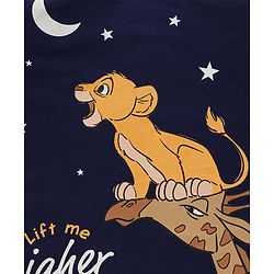 Babyhug Disney 100% Cotton Knit Single Jersey Half Sleeve Night Suit with Lion King Graphics - Navy Blue