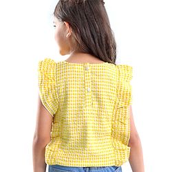 Babyhug Sleeveless Woven Checks Top - Yellow