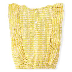 Babyhug Sleeveless Woven Checks Top - Yellow