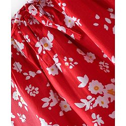 Babyhug Rayon Woven Half Sleeves Floral Printed Top - Red