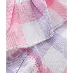 Babyhug Sleeveless Top with Checks & Frill Design - Pink & Purple