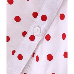 Babyhug Rayon Woven Cold Shoulder Sleeves Top with Floral Applique & Polka Dot Print-  White