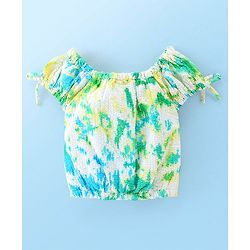 Babyhug Rayon Half Sleeves Woven Tie Dyed Top - Blue & Yellow