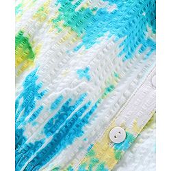 Babyhug Rayon Half Sleeves Woven Tie Dyed Top - Blue & Yellow
