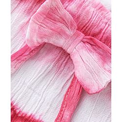 Babyhug Rayon Woven Half Sleeves Top with Tie & Die Pattern-White & Fuchisa