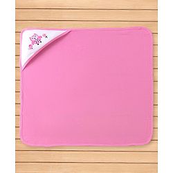 Babyhug Terry Knit Hooded Towel Set  Owl and Sparrow Patch Pack of 2 - Pink & Blue