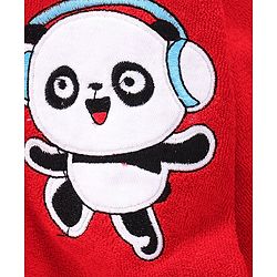 Babyhug Terry Knit Full Sleeves Hooded Bath Robe With Panda Embroidery - Red