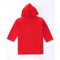 Babyhug Terry Knit Full Sleeves Hooded Bath Robe With Panda Embroidery - Red