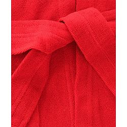 Babyhug Terry Knit Full Sleeves Hooded Bath Robe With Plane Embroidery - Red