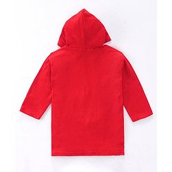 Babyhug Terry Knit Full Sleeves Hooded Bath Robe With Plane Embroidery - Red