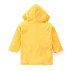 Babyhug Terry Knit Full Sleeves Bath Robe With Hood and Frog Embroidery - Yellow