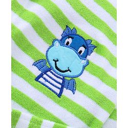 Babyhug Terry Knit Full Sleeves Bath Robe With Hood Dragon Embroidery - Green
