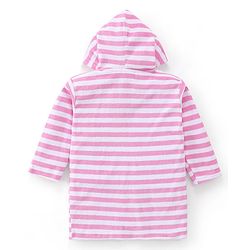 Babyhug Terry Knit Full Sleeves Bath Robe With Hood Owl Embroidery - Pink