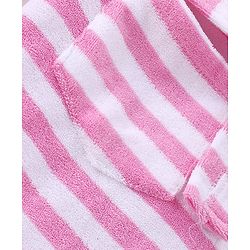 Babyhug Terry Knit Full Sleeves Bath Robe With Hood Owl Embroidery - Pink