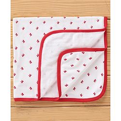 Babyhug Terry Knit Bow Print Towel Pack of 2 L 76.2 x B 76.2 cm- Red & White