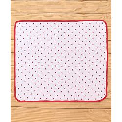 Babyhug Terry Knit Bow Print Towel Pack of 2 L 76.2 x B 76.2 cm- Red & White