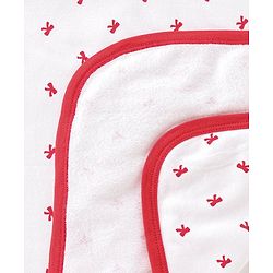 Babyhug Terry Knit Bow Print Towel Pack of 2 L 76.2 x B 76.2 cm- Red & White
