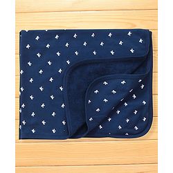 Babyhug Terry Towel Set Bow Print Pack of 2 L 76 x B 76 cm - Blue & White