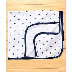 Babyhug Terry Towel Set Bow Print Pack of 2 L 76 x B 76 cm - Blue & White