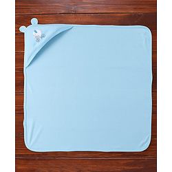 Babyhug Interlock Wrapper With Hood Elephant on a Cycle Print L 76.2 x B 76.2 cm - Blue