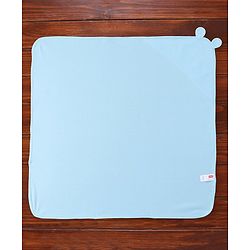 Babyhug Interlock Wrapper With Hood Elephant on a Cycle Print L 76.2 x B 76.2 cm - Blue