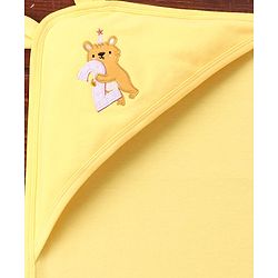 Babyhug Terry Interlock Towel Wrapper With Hood Koala Print L 76.2 x B 76.2 cm - Yellow