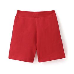 Babyhug Cotton Looper Knit Shorts Soccer Print - Red