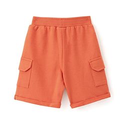 Babyhug Cotton Looper Knit Shorts With Camp Patch - Orange