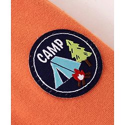 Babyhug Cotton Looper Knit Shorts With Camp Patch - Orange
