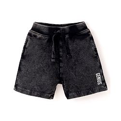 Babyhug Cotton Looper Knit Shorts Genius Print - Charcoal Black