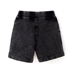Babyhug Cotton Looper Knit Shorts Genius Print - Charcoal Black
