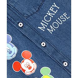 Babyhug Disney Denim Woven Half Sleeves Shirt with Mickey Mouse Graphics - Blue