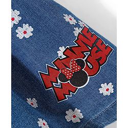 Babyhug Disney Cotton Knit Sleeveless Floral Print Frock with Bloomer & Minnie Mouse Applique - Blue