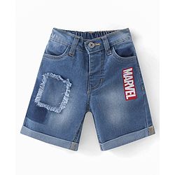 Babyhug Marvel Cotton Knit Half Sleeves T-Shirt & Shorts With Avengers Graphics - Grey