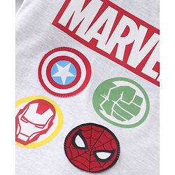 Babyhug Marvel Cotton Knit Half Sleeves T-Shirt & Shorts With Avengers Graphics - Grey