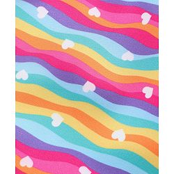 Babyhug Flutter Sleeves V Cut Swimsuit with Heart & Wave Print -  Multicolour