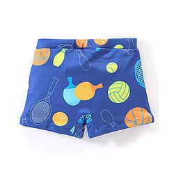 Babyhug Swimming Trunk Sports Themed Print- Navy Blue
