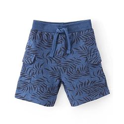 Babyhug Cotton Looper Knit Shorts Leafy Print - Blue