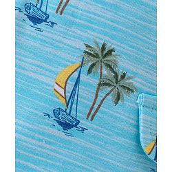 Babyhug Cotton Looper Knit Knee Length Shorts Boat Print - Blue