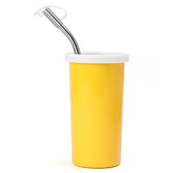 Babyhug Steel Straw Colored Tumbler Yellow - 450 ml