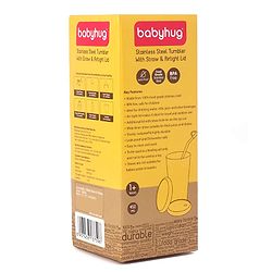 Babyhug Steel Straw Colored Tumbler Yellow - 450 ml