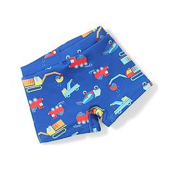 Babyhug Construction Truck Print Swimming Trunk - Navy Blue