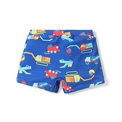 Babyhug Construction Truck Print Swimming Trunk - Navy Blue