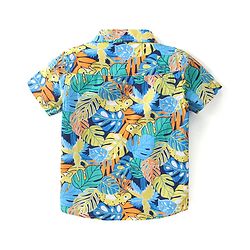 Babyhug Cotton Woven Half Sleeves Shirt & Denim Shorts Set With  Tropical Theme - Multicolor
