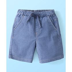 Babyhug Cotton Woven Half Sleeves Shirt & Denim Shorts Set With  Aquatic Animal Print -White &  Blue