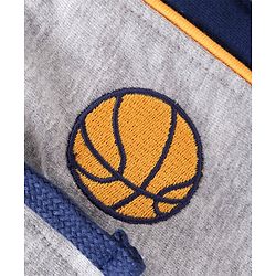 Babyhug Cotton Looper Knit Shorts  With Basketball Patch - Grey