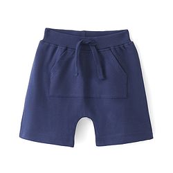 Babyhug Cotton Looper Knit Shorts  with Crab Patch - Navy