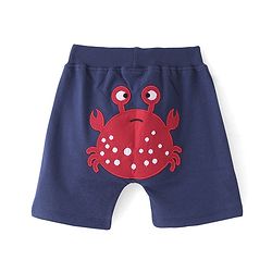 Babyhug Cotton Looper Knit Shorts  with Crab Patch - Navy